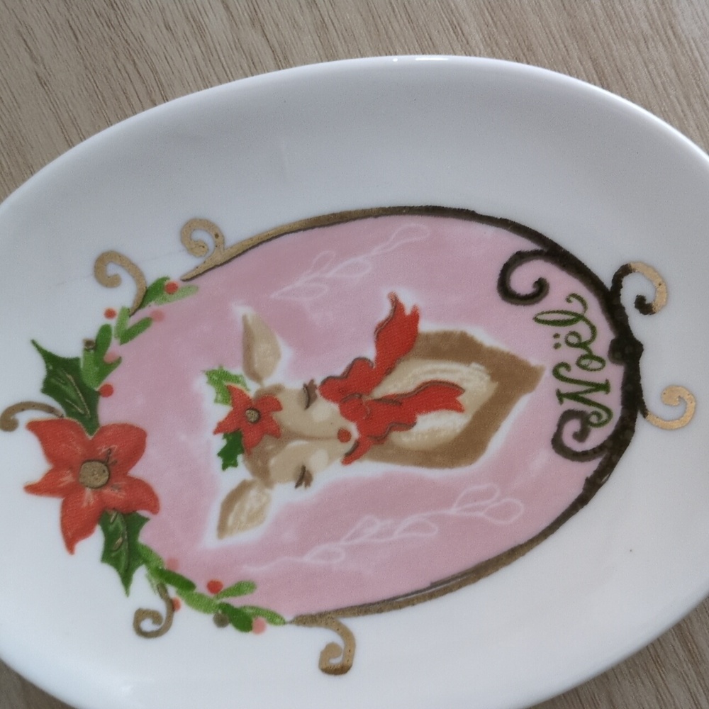 Festive Pink and Gold Noel Trinket Dish - Picture 3 of 4